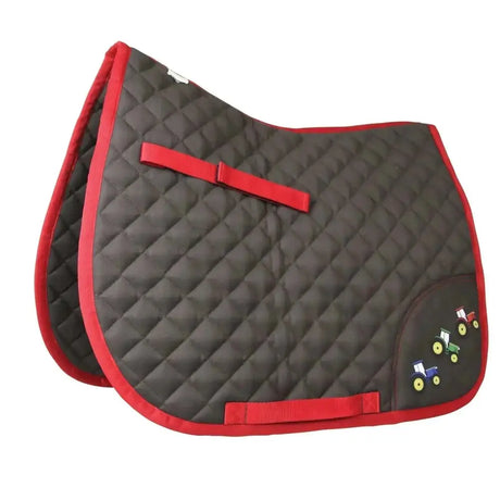 Tractor Collection Saddle Pad by Little Knight Charcoal Grey and Red Pony and Cob Saddle Pads and Numnahs