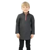 Dark gray long-sleeved tractor collection sweatshirt for child snug with pink zip bound and subtle chest logo by little knight