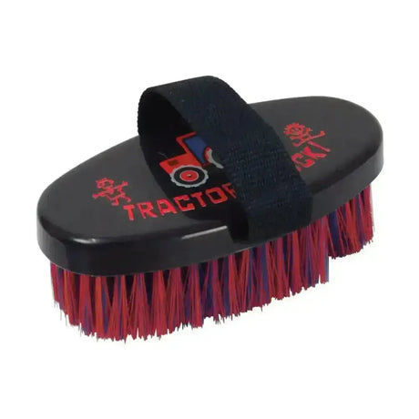 Black rubber tractors rock body brush with red two tone bristles and red tractor design by hy equestrian