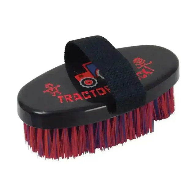 Black rubber tractors rock body brush with red two tone bristles and red tractor design by hy equestrian