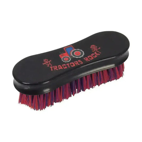 Black plastic tractors rock face brush with red and purple bristles from the tractors rock range by hy equestrian