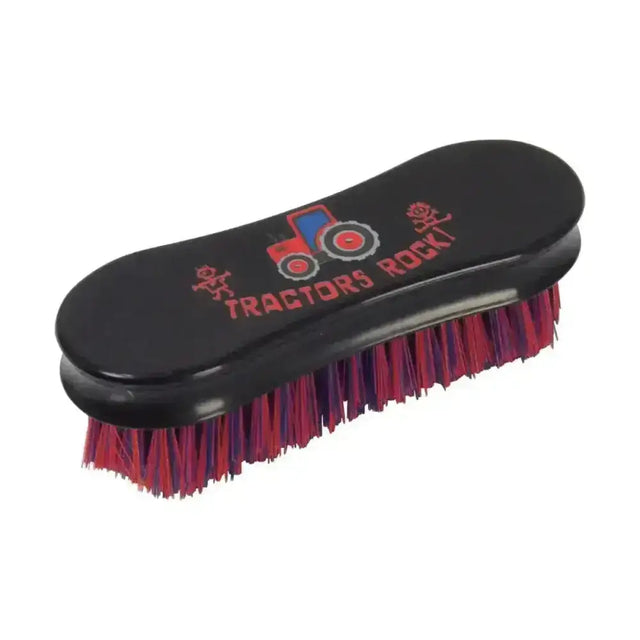 Black plastic tractors rock face brush with red and purple bristles from the tractors rock range by hy equestrian