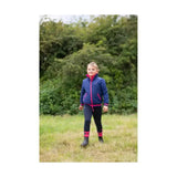 Navy blue and pink tracy blouson padded blouson jacket with quilted design and feather free filling by little rider