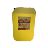 Yellow plastic container of triamvet animal concentrated shampoo for pets cleaning and care