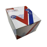 White cardboard box with red and blue stripes labeled triamvet poultice dressing for horse care non-sterile poultice dressings