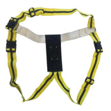 Bright yellow triamvet ram harness deluxe with black reflective stripes and plastic buckles for safety and comfort