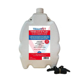 White plastic jug with white cap and black strap labeled triamvet triselco b plus unique trace element starter vitamin boost animal feed supplement