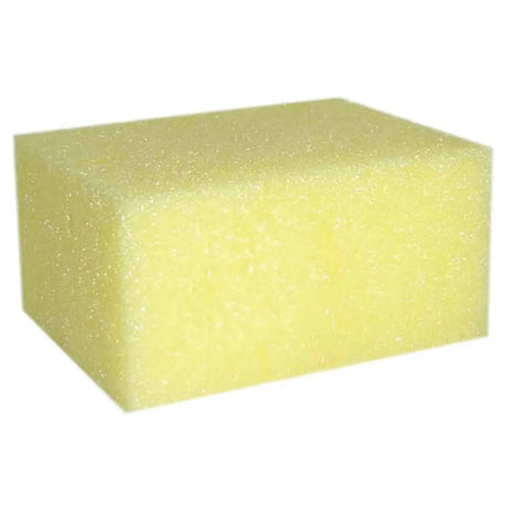 A pale yellow trilanco sponge with a porous surface ideal as a hard wearing sponge for grooming and tack cleaning