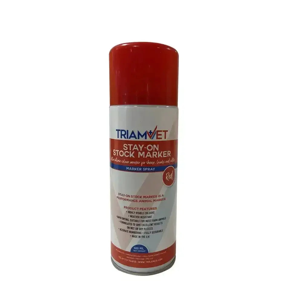 Red-capped trilanco stay-on wool marker spray can 400 ml for durable wool marking and stock identification