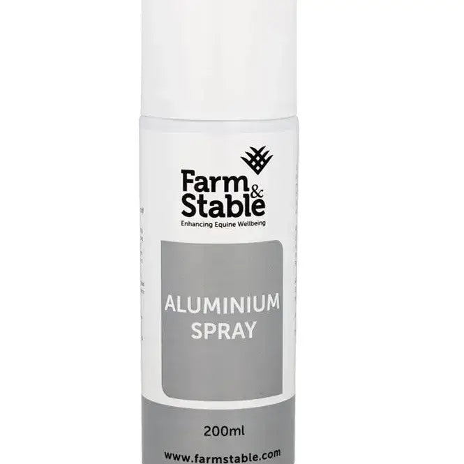 White aerosol can of trm alunic aluminium spray 200ml for farm and stable use with durable aluminium finish