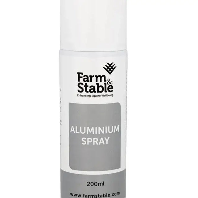 White aerosol can of trm alunic aluminium spray 200ml for farm and stable use with durable aluminium finish