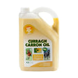 A 4.5 litre white plastic jug of trm curragh carron oil with yellow oil and horse imagery for horse digestive health