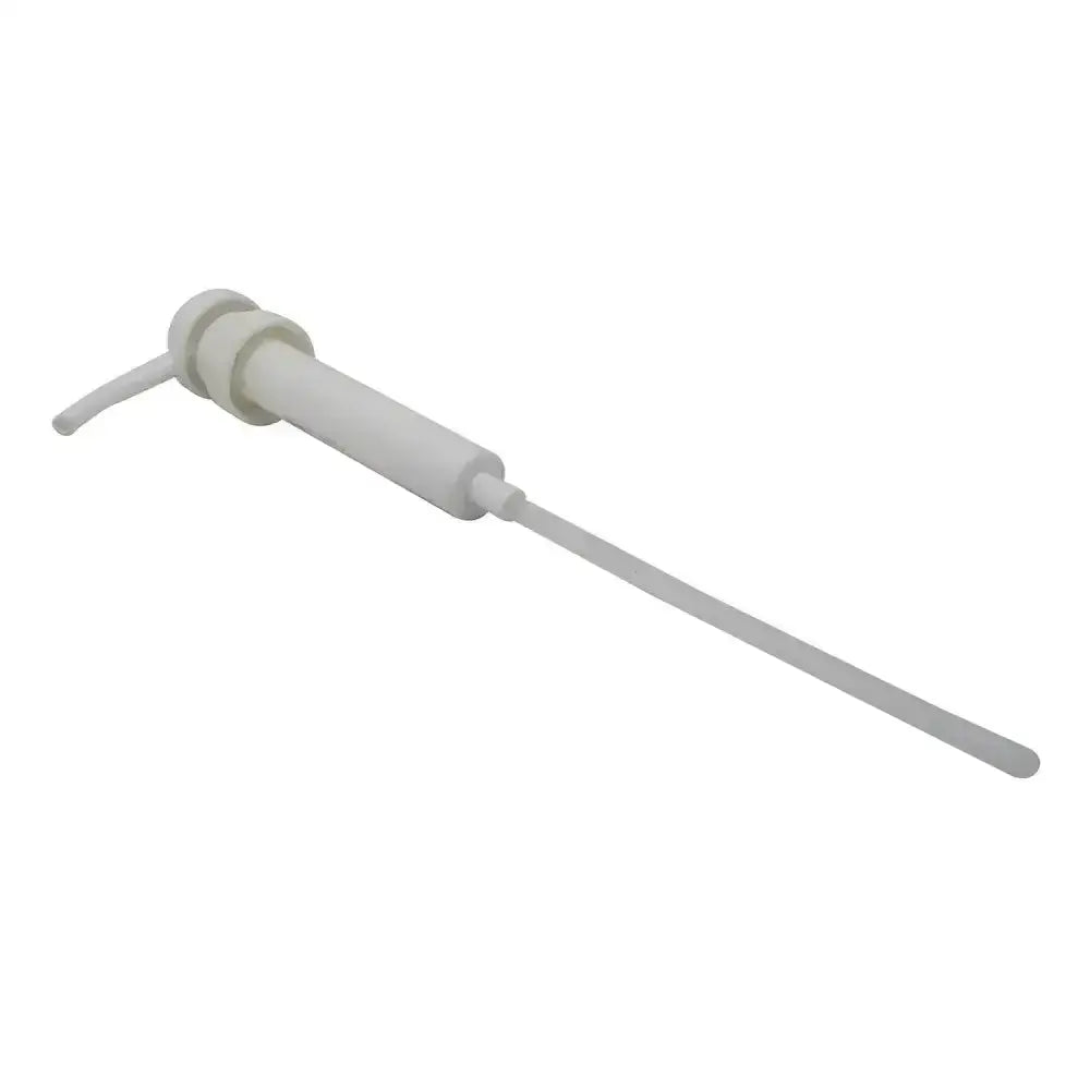 White plastic trm dispensing pump with long spout and ergonomic handle for easy dispensing trm products