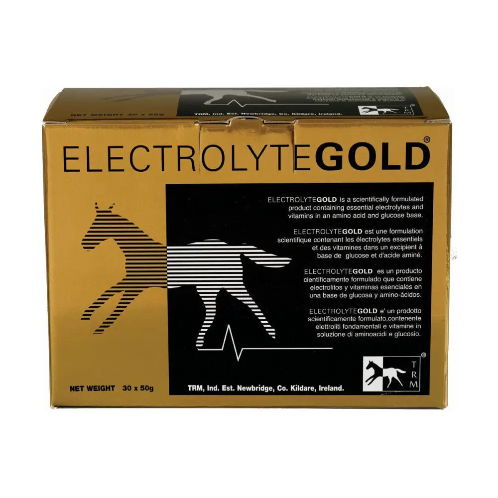 Gold-colored trm electrolyte gold box with isotonic body salt scientifically formulated with essential electrolytes and vitamins