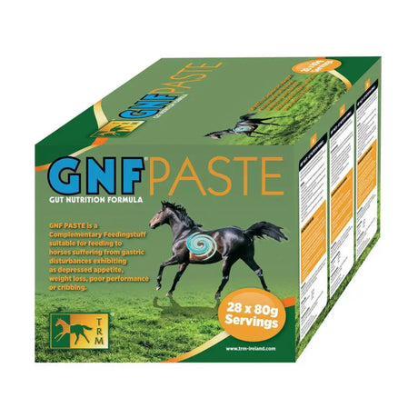 Green and orange box of trm gnf paste horse digestive complementary feed for gastric disturbances in horses