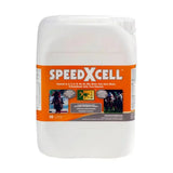 White plastic 10-litre container of trm speedxcell balanced multivitamin for performance horses feed supplement