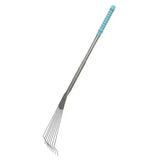 Tubtrug big tidee long metal rake in teal and gray with a comfort grip handle for easy garden use