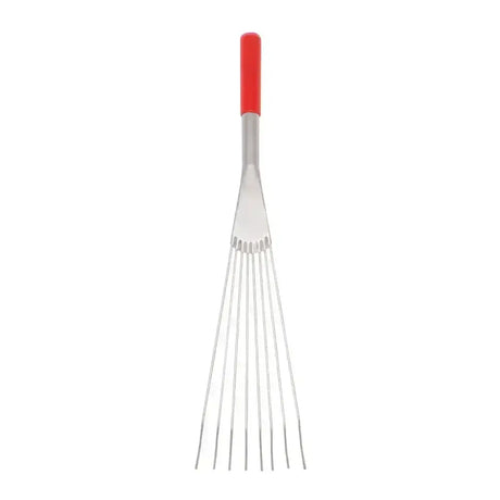 Tubtrug big tidee short metal rake with red comfort grip handle and slender evenly spaced metal tines