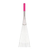 Whisk-like kitchen tool with pink handle and metal tines for Tubtrug Big Tidee use