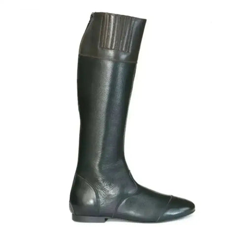 Black leather tuffa aintree riding boots with ribbed cuff and smooth glossy finish perfect for riding use