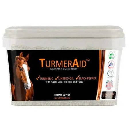 TurmerAid - Complete Turmeric Pellets 2kg Gold Paste Company Horse Supplements Barnstaple Equestrian Supplies