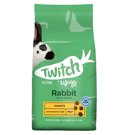 Green bag of twitch wagg rabbit 3x4kg rabbit nuggets fat free 40g portion for all rabbits