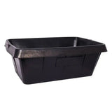 Black plastic tyre rubber deep utility bin with reinforced edges and molded handles for tough use