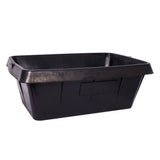 Black plastic tyre rubber deep trough with reinforced edges and molded handle cutouts for heavy-duty use