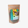 A brown resealable pouch of k&h elite ultimate seaweed containing 500g of dark green finely chopped ultimate seaweed