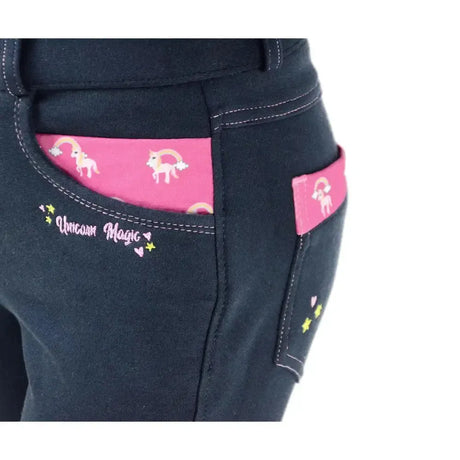 Unicorn Magic Breeches by Little Rider Navy/Pretty Pink 3-4 Years Jodhpurs
