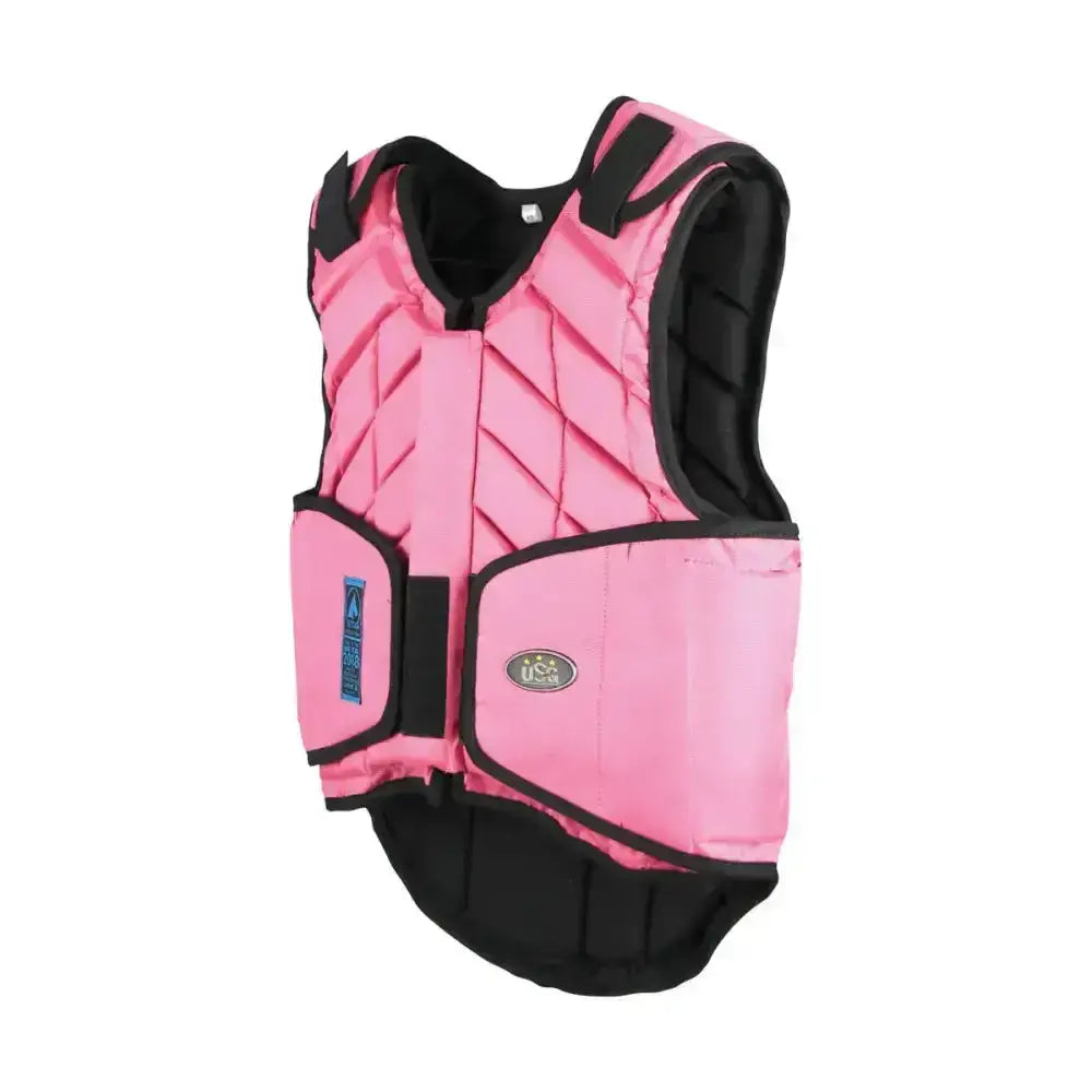 Pink and black padded usg eco-flexi panel body protector with quilted design meets en 13158-2009 safety vest