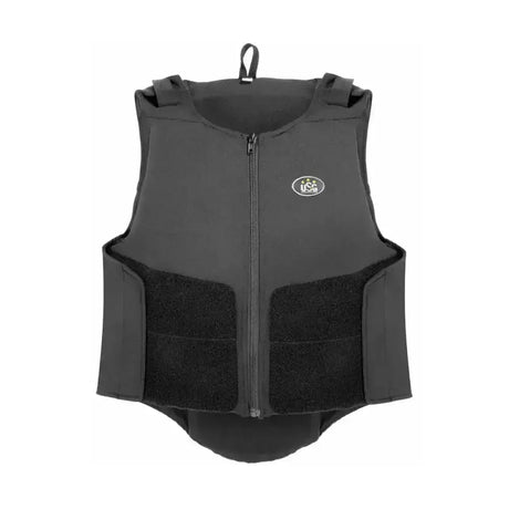 Black usg precto dynamic fit horse riding vest with padded shoulder side panels and flexible block structure back view