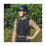 Black usg precto future fit equestrian safety vest with padded panels and adjustable straps for protection