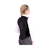Black we sport usg precto quick fit back protector vest with mesh panels and sleek design shown from the back side