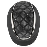 Black uvex exxeed jewel riding hat with diamond-patterned perforated front panel and vegan leather straps