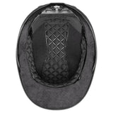 Uvex exxeed jewel riding hat in black with quilted mesh interior padded lining and vegan leather straps