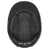 Black uvex exxeed mips riding hat with quilted interior and perforated shell offers height-adjustable mips safety protection