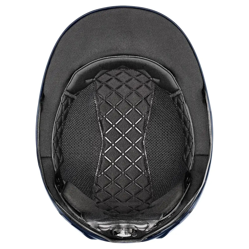 Black uvex exxeed starshine riding hat with hardshell helmet technology quilted interior and piano lacquer finish