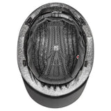 Black uvex exxential iii adjustable riding hat with textured speckled interior and mesh sweat-wicking liner