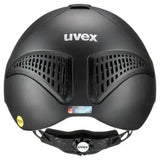Black uvex exxential iii mips cycling helmet with aerodynamic design and ventilation grilles for adjustable riding