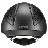 Black uvex exxential iii mips adjustable riding helmet with matte finish and perforated ventilation panels
