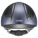 Matte dark gray uvex exxential iii mips equestrian helmet with black ventilated panels and adjustable chin strap