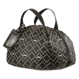 Black uvex helmet bag with white chain-link pattern and repeating uvex logos perfect for carrying your helmet