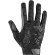 Black uvex ceravent riding gloves with textured perforated palm and silver wave patterns on backhand for riding gloves extremely durable