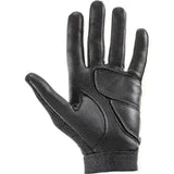Black uvex ceravent riding gloves made of leather with reinforced stitching and perforated palm for grip
