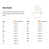 Hand size measurement chart with diagram for selecting the correct uvex ceravent riding gloves fit easily