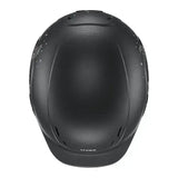 Black matte uvex kiddox happy kids riding helmet with white star and bird decals for kiddox happy horse riding