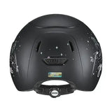 Black matte uvex kiddox happy kids riding helmet with white star and unicorn decals for horse riding fun