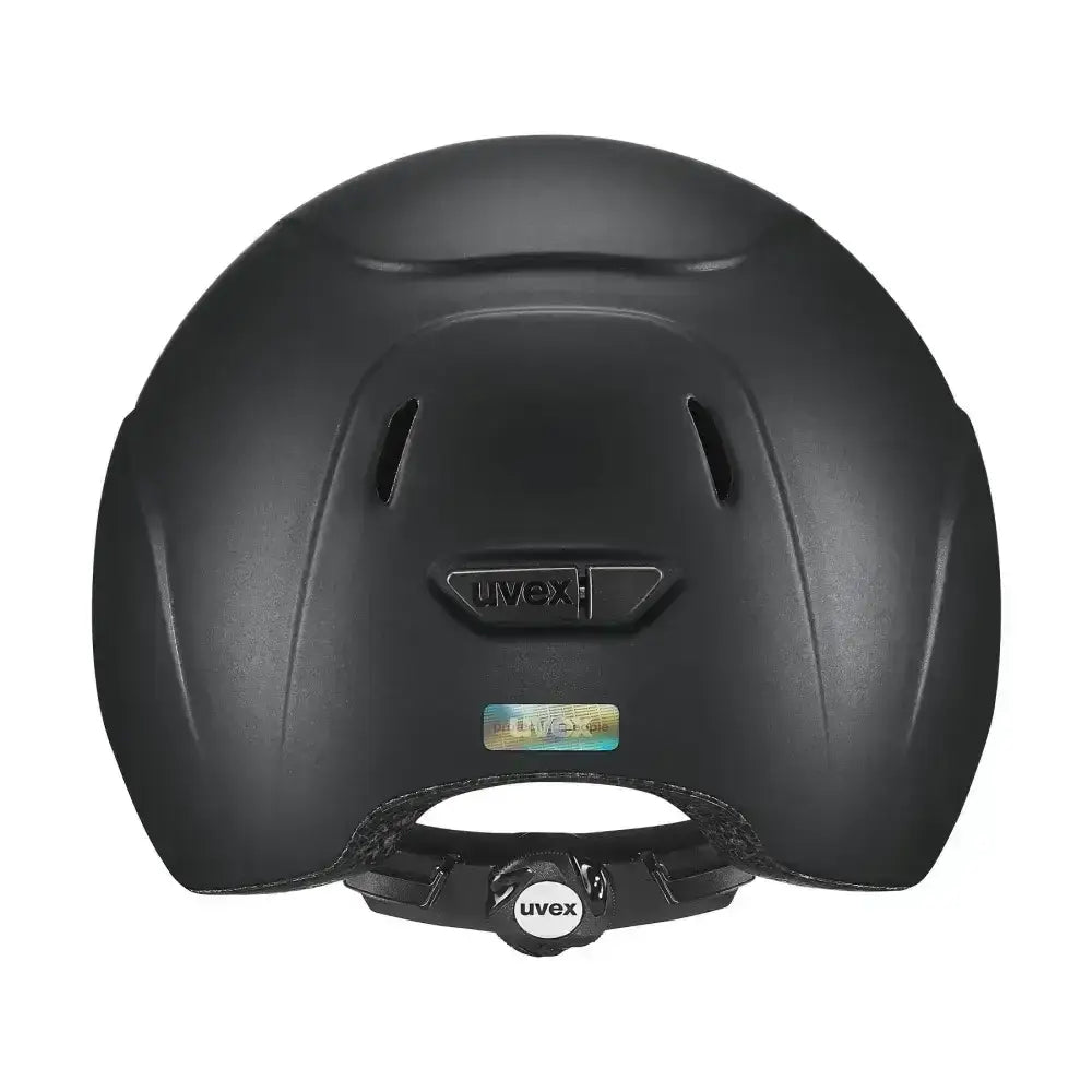 Uvex kiddox matt black kids riding helmet with black matte finish, sleek aerodynamic design, and ventilation slots
