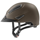 Matte olive-green uvex perfexxion iii adjustable riding helmet with black ventilation grilles and impact resistant design